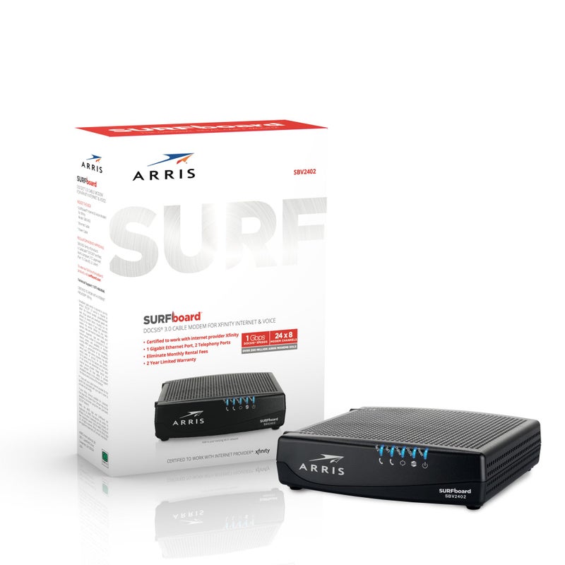 ARRIS SURFboard SBV3202 DOCSIS 3.0 Cable Modem | Comcast Xfinity Internet & Voice | 1 Gbps Port | 2 Telephony Ports | 800 Mbps Max with Xfinity Internet Plans | 2 Year Warranty - Image 3
